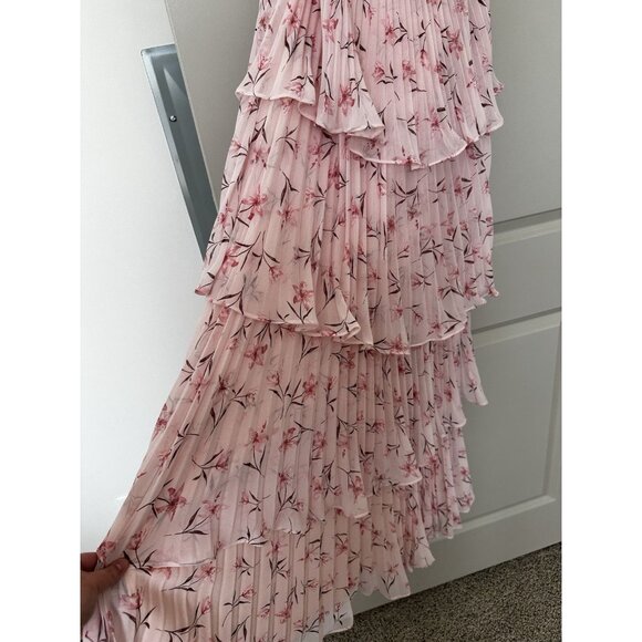 Fame and Partners NWT Miyah Strapless Floral Pink Maxi Dress Size 0 Tiered - Picture 5 of 9